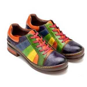 CrazycatZ Women's Leather Oxfords Vintage Shoes 503 Size 10